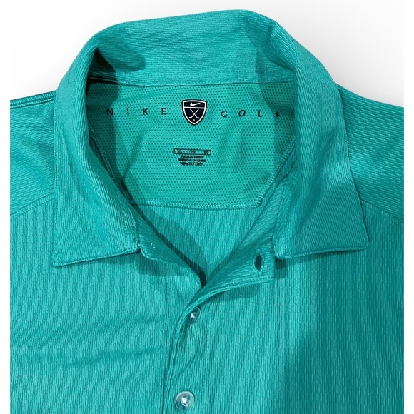 Nike Golf Mens Aqua Blue Textured Polo Shirt Short Sleeve Performance Top XL - Picture 6 of 7